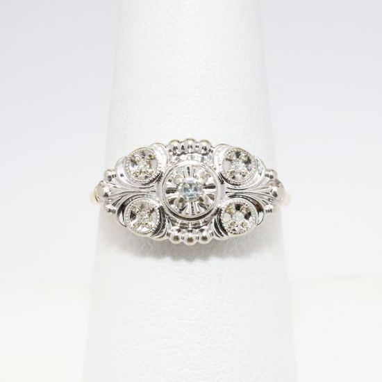 Picture of Vintage 1940's Art Deco 14k Yellow & White Gold & Diamond Ring