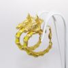 Picture of Vintage 1960's Hattie Carnegie Gold Tone Metal & Yellow Enamel Zebra Hoop Earrings