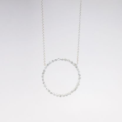 Picture of 14k White Gold Diamond Circle Pendant Necklace 