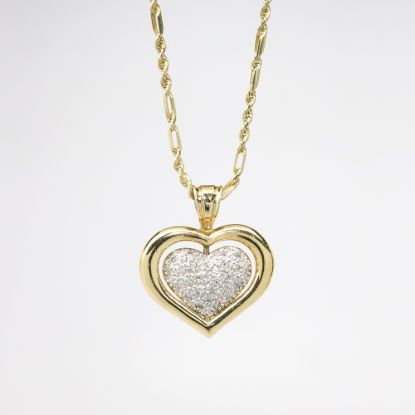 Picture of 14k Yellow Gold Diamond Heart Necklace 