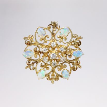 Picture of 14k Yellow Gold Opal & Diamond Brooch/Pendant 