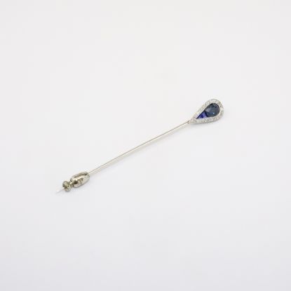 Picture of 18k White Gold Sapphire & Diamond Art Deco Stick Pin 