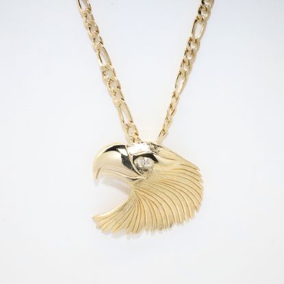 Picture of 14k Yellow Gold Diamond Eagle Necklace 