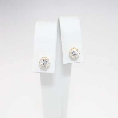 Picture of 14k Yellow Gold Diamond Solitaire Earrings 