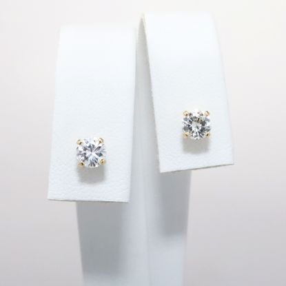 Picture of 14k Yellow Gold Solitaire Earrings 