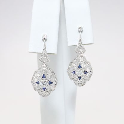 Picture of 14k White Gold Diamond Dangle Earrings 
