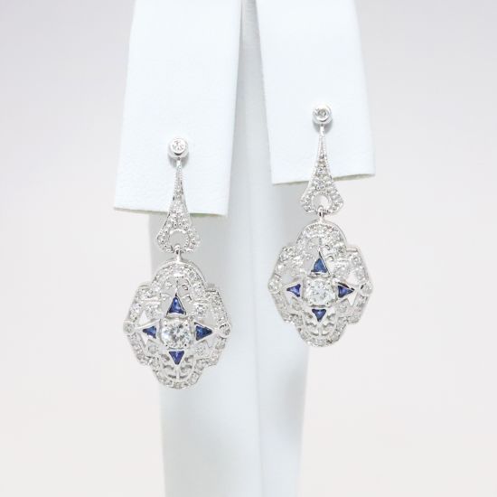 Picture of 14k White Gold Diamond Dangle Earrings 