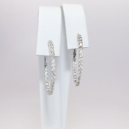 Picture of 14k White Gold & Diamond Hoop Earrings 