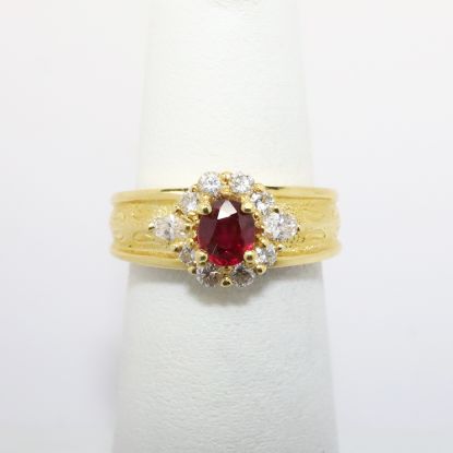 Picture of 18k Yellow Gold Ruby & Diamond Ring 