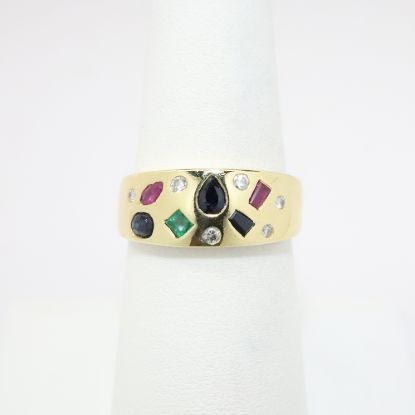 Picture of 14k Yellow Gold Diamond & Multi Gem Stone Ring 