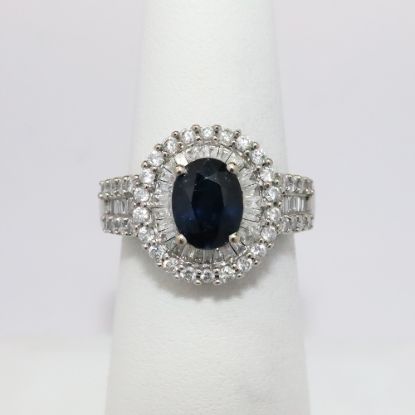 Picture of 14k White Gold Sapphire Diamond Ring 