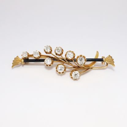 Picture of Antique 14k Yellow Gold Diamond Brooch 