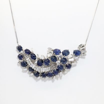 Picture of 14k White Gold Sapphire Diamond Necklace 