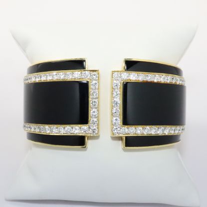 Picture of 18k Yellow Gold Diamond & Enamel Cuff Bracelet 