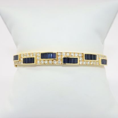 Picture of 18k Yellow Gold Sapphire & Diamond Bangle 