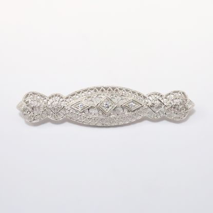 Picture of Vintage 14k White Gold Diamond Filigree Pin 