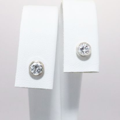 Picture of 14k White Gold Diamond Bezel Set Studs 