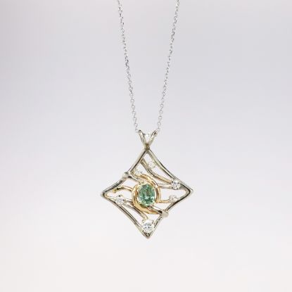 Picture of 14k White Gold Sapphire & Diamond Necklace