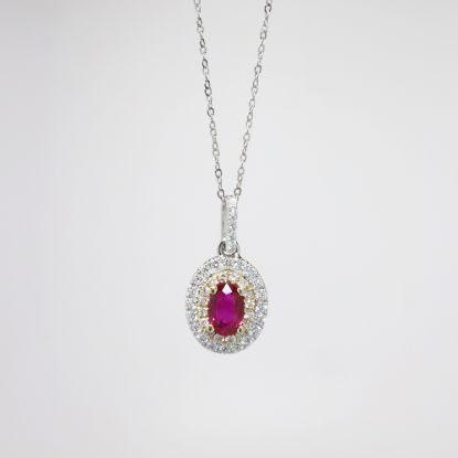 Picture of 14k White Gold Diamond & Ruby Glow Necklace 