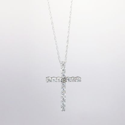 Picture of Graceful 14k White Gold Diamond Cross Necklace