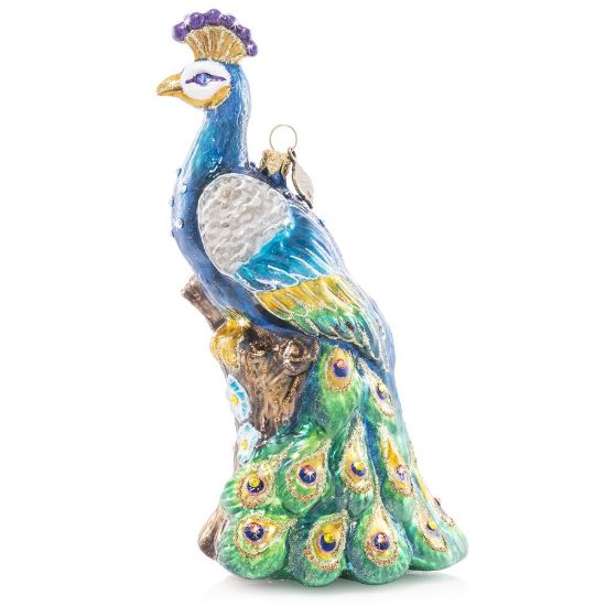 Picture of Jay Strongwater Peacock Glass Ornament