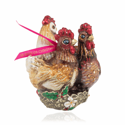 Picture of Jay Strongwater Three French Hens Glass Ornament