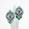 Picture of 14k Yellow Gold, Tanzanite, Diamond & Opal Lever Back Earrings