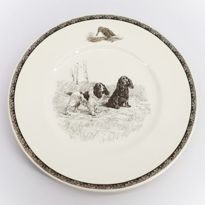 Picture of Wedgwood 'Let's Go' Cocker Spaniels Dinner Plate from the 'Sporting Dogs' Collection