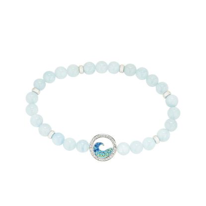 Picture of Sterling Silver Wave Aqua Stretchy Bracelet 