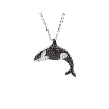Picture of Sterling Silver Orca Swarovski Crystal Whale Necklace