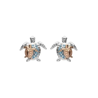 Picture of Swarovski Crystal Silver Turtle & Baby Stud Earrings 