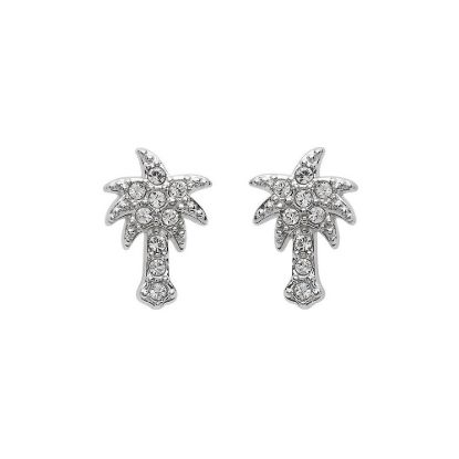 Picture of Swarovski Crystal Sterling Silver Palm Tree Stud Earrings 