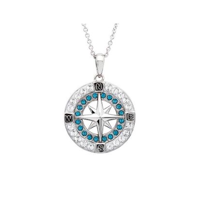 Picture of Swarovski Sterling Silver Compass with Indicolite Necklace 
