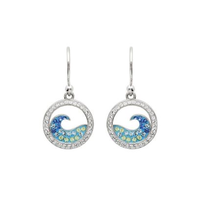 Picture of Sterling Silver Swarovski Crystal Wave Drop Earrings