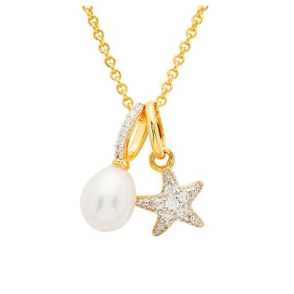 Picture of 14k Gold Vermeil Starfish & Pearl Necklace 