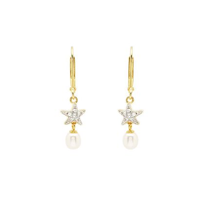 Picture of 14k Gold Vermeil Starfish & Pearl Drop Earrings 