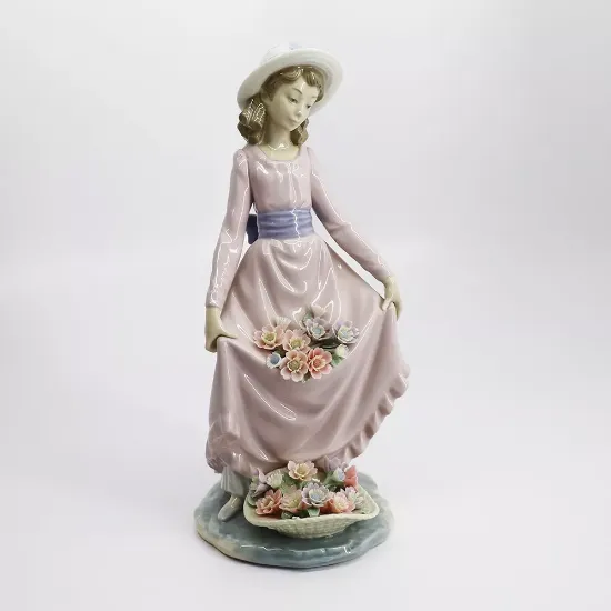 Picture of Lladro 'Flowers In The Basket' Girl With Flowers Figurine  #5027
