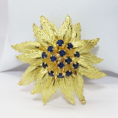 Picture of 18k Yellow Gold Sapphire Brooch