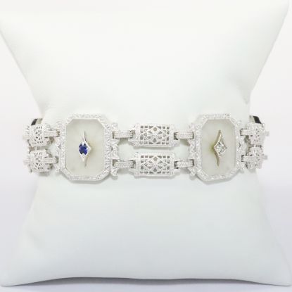 Picture of 14k White Gold Sapphire Diamond & Crystal Bracelet 