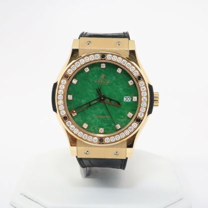 Picture of Hublot Classic Fusion 18k Rose Gold Automatic Green Dial and Diamond Bezel Watch