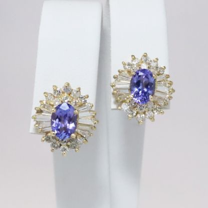Picture of 14k Yellow Gold Tanzanite Diamond Earrings