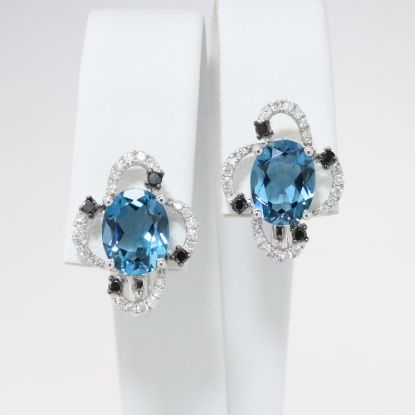 Picture of 14k white Gold Topaz Diamond Earrings 