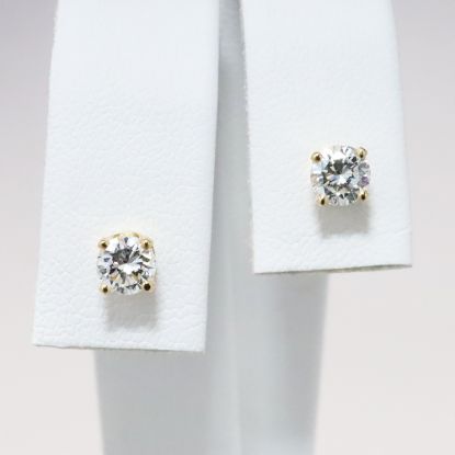 Picture of 14k Yellow Gold .60Ct. Diamond Solitaire Earrings 