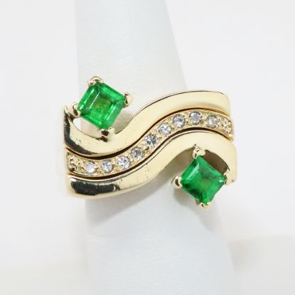 Picture of 14k Yellow Gold Tsavorite Garnet Diamond Three Ring Set