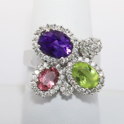 Picture of 18k White Gold Gemstone & Diamond Ring