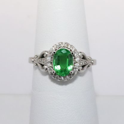 Picture of 14k White Gold Tsavorite Garnet Diamond Ring 