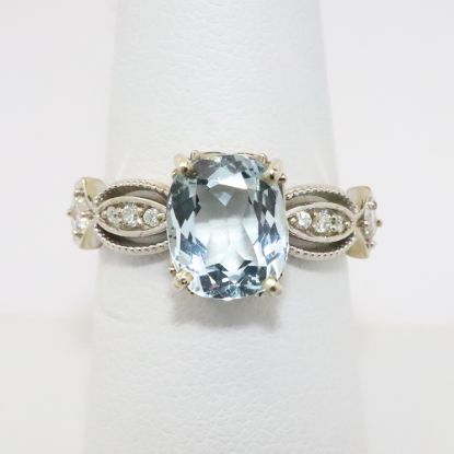 Picture of 14k White Gold Aquamarine & Diamond Ring 
