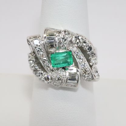 Picture of Platinum Art Deco Emerald & Diamond Ring