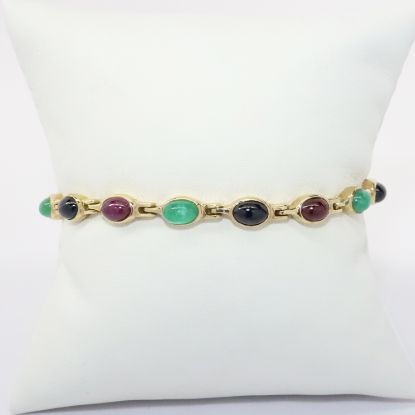 Picture of 14k Yellow Gold & Multi Gem Cabochon Bracelet