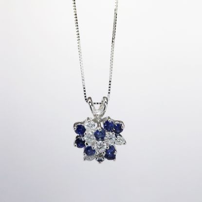 Picture of 14k White Gold Sapphire & Diamond Pendant